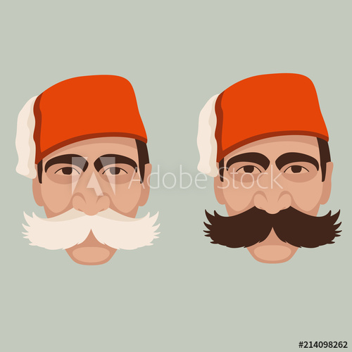 500x500 Turkish Man Wearing Fez Vector Illustration Front Side