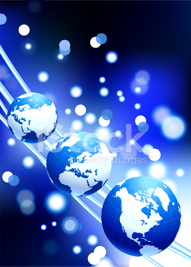 732x1024 Globes On Fiber Optic Internet Background Stock Vector