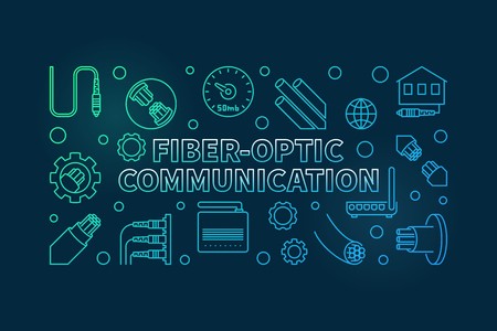 450x300 Vector Fiber Optic Communication Colored Linear Concept Horizontal