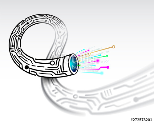 500x400 Digital Fiber Optic Cable New Circuit Pattern Vector Digital