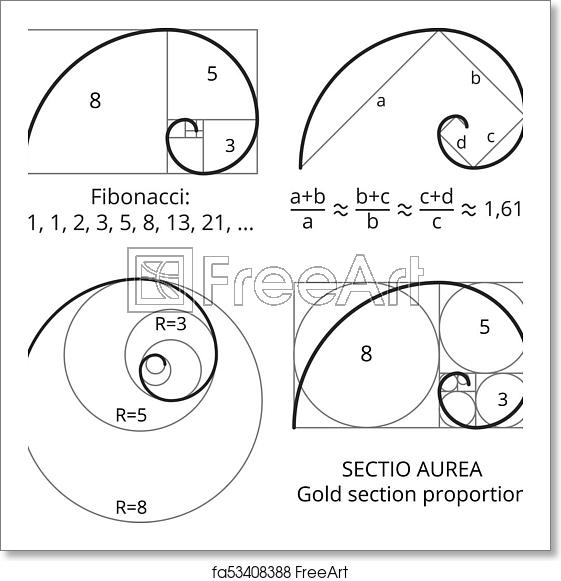 Free Art Print Of Golden Fibonacci Ratio Spirals Gold Section 561x581 Free Art Print Of Golden Fibonacci Ratio Spirals Gold Section