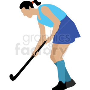 300x300 Girl Playing Field Hockey Vector Clipart Royalty Free Gif