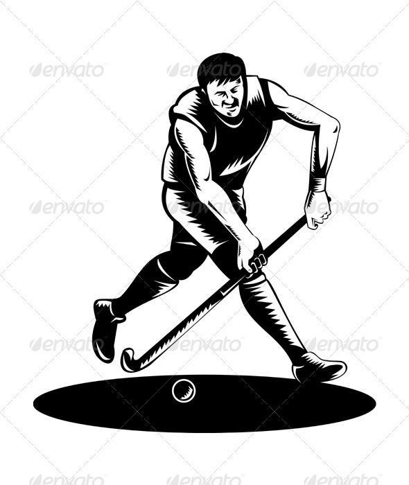 590x700 Field Hockey Player Running With Stick Retro Cards For Men