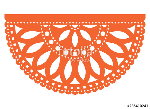 500x365 Mexican Party Vector Template Design, Papel Picado Fiesta Paper