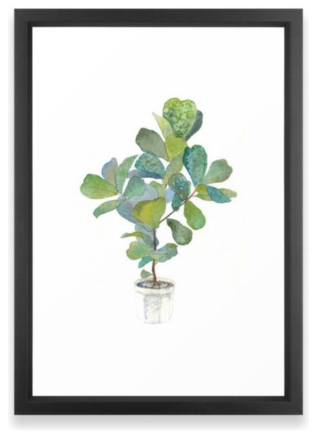 464x640 Fiddle Leaf Fig Tree Framed Print, Vector Black