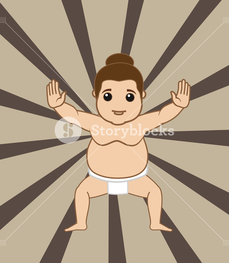 870x1000 Sumo Wrestler Ready For Fight Vector Illustration Royalty Free