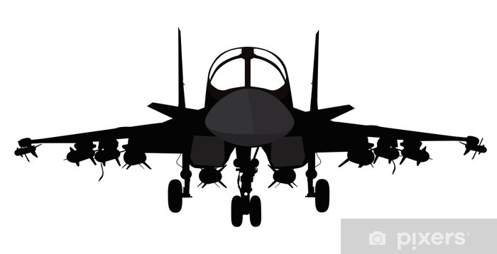 700x358 Fighter Bomber Aircraft Vector Silhouette Wall Mural Pixers