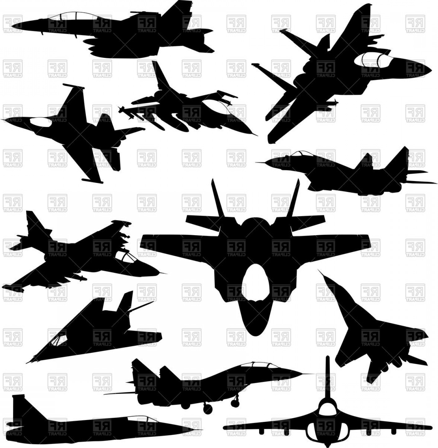 Fighter Jet Silhouette Vector at Vectorified.com | Collection of ...