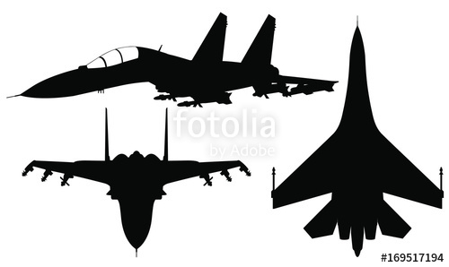 500x298 Vector Set Of Silhouette Of The Fighter Jet Su Stock Image
