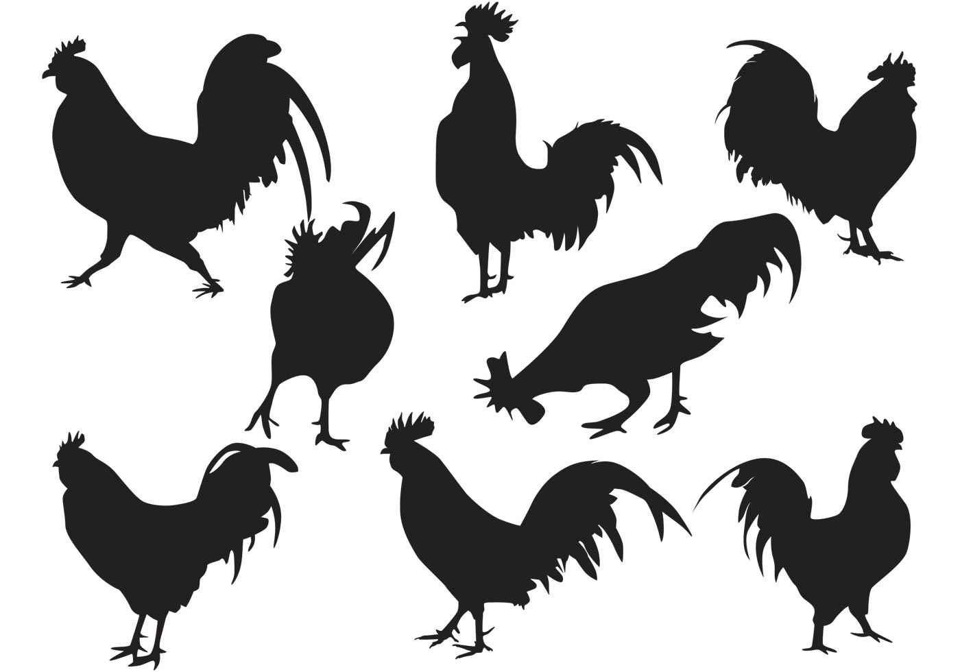 1400x980 Rooster Silhouette Vector