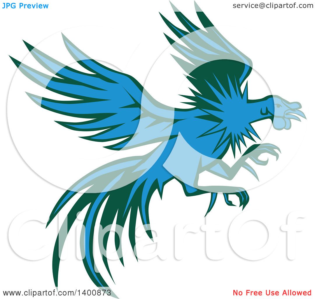 1080x1024 Clipart Of A Retro Blue And Green Flying And Fighting Rooster