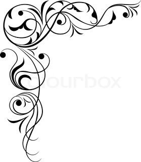 279x320 Black Corner Borders Element For Design, Corner Flower, Vector