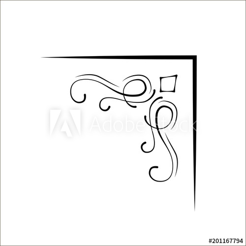 500x500 Ornamental Swirl Corner Calligraphic Filigree Corner, Vintage