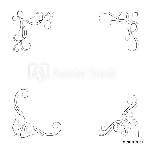 500x500 Swirls Border, Filigree Corners Vintage Frames Corner Set