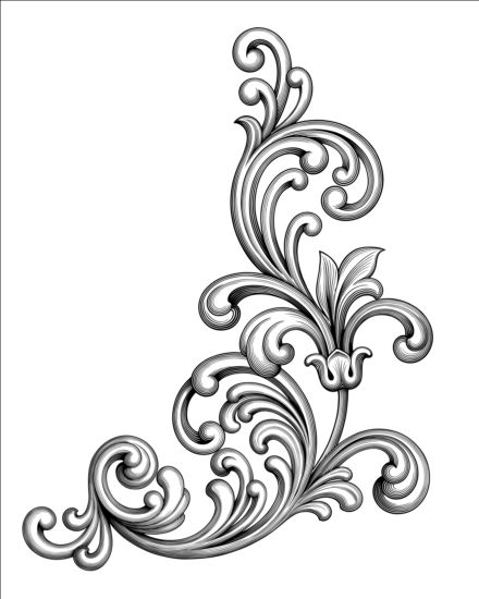 440x550 Baroque Scroll Corner Vector Material Free Download