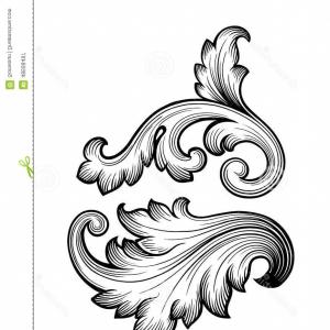 300x300 Stock Illustration Vintage Baroque Floral Scroll Set Ornament