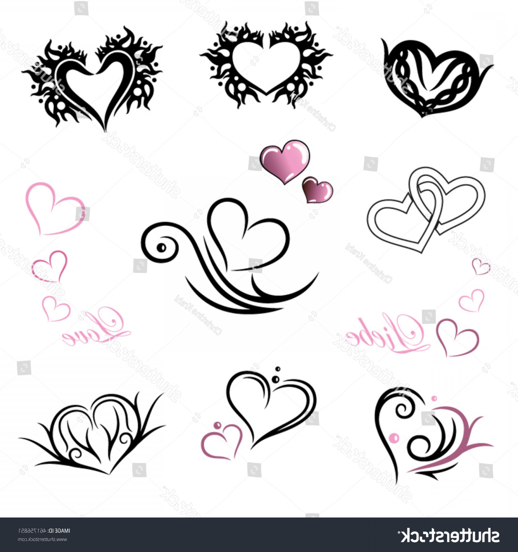 1800x1920 Vector Set Filigree Tattoo Hearts Valentines Soidergi