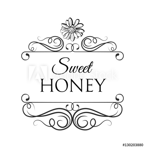 492x500 Sweet Honey Flower Label, Badge Filigree Divider Vintage Frame