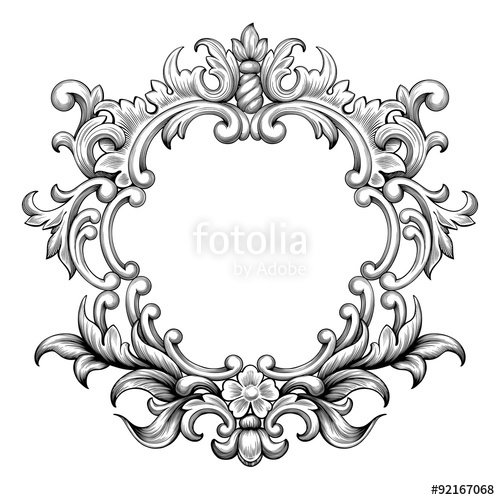 500x500 Vintage Baroque Frame Border Leaf Scroll Floral Ornament Engraving