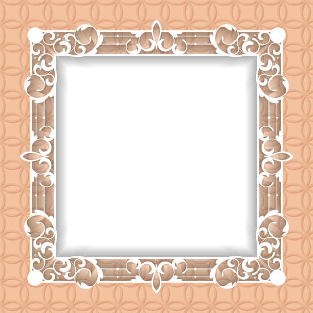 640x640 Filigree Frame Paper Cut Out Baroque Vintage Design, Wedding