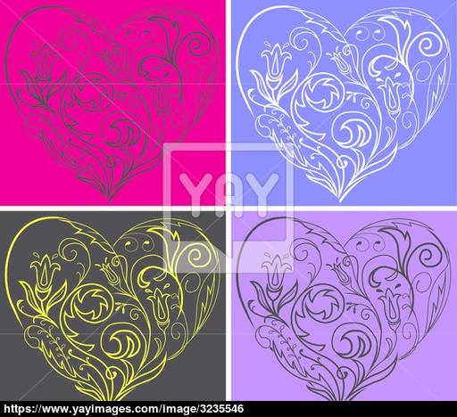 Set Filigree Hearts Vector 512x468 Set Filigree Hearts Vector