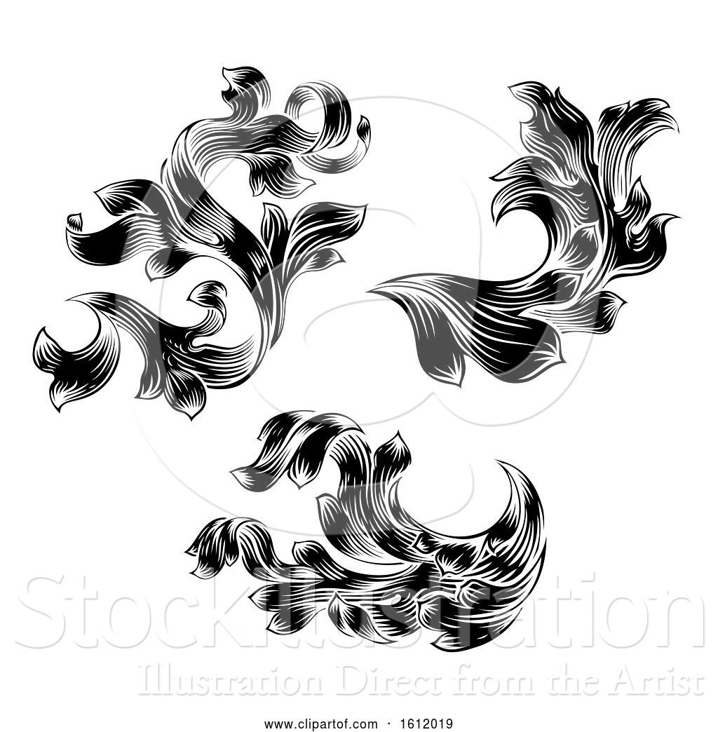 1024x1044 Vector Illustration Of Heraldic Floral Filigree Pattern Scroll
