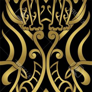 300x300 Black Vintage Floral Element Retro Antique Style Foliage Swirl