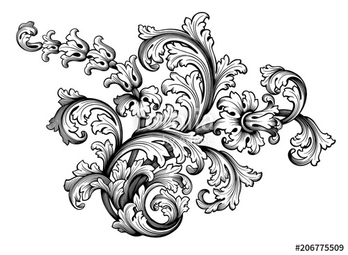 500x367 Vintage Baroque Victorian Frame Border Flower Pattern Vector