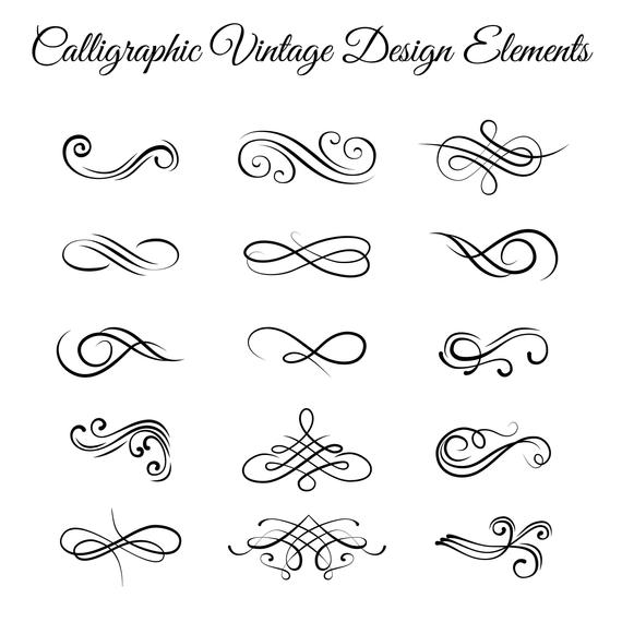 570x570 Decorative Filigree Swirls Set Floral Motifs Etsy