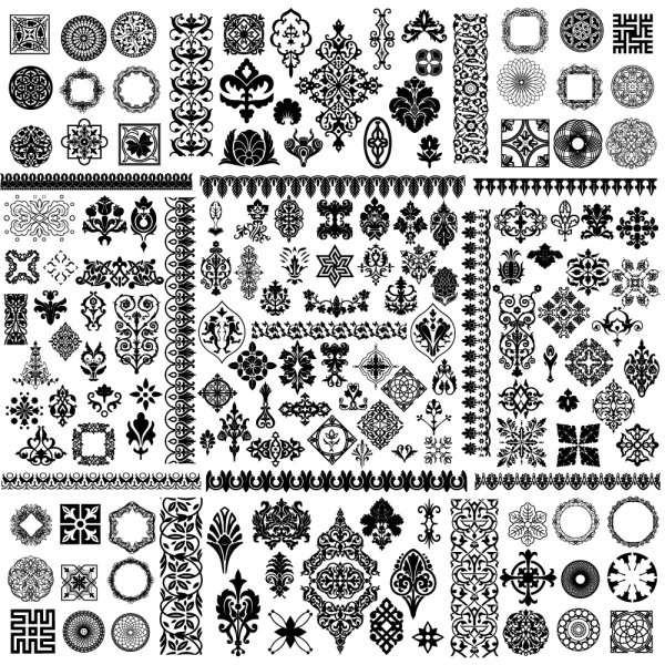 600x600 Black And White Floral Frames Vector Free Download