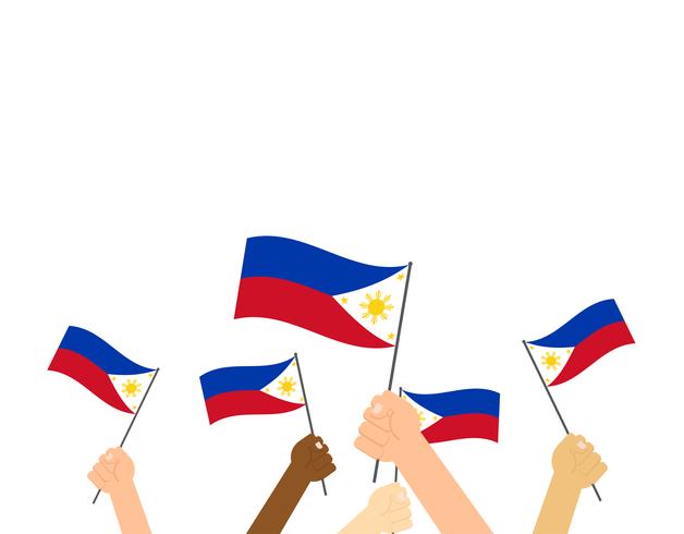 628x490 Vector Illustration Hands Holding Philippines Flags On White