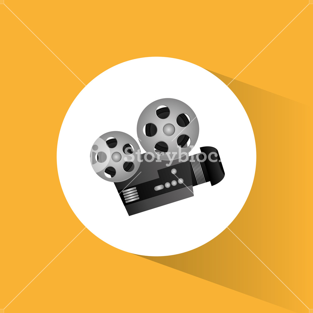 1000x1000 Cinema Camera Film Projector Round Icon Vector Illustration