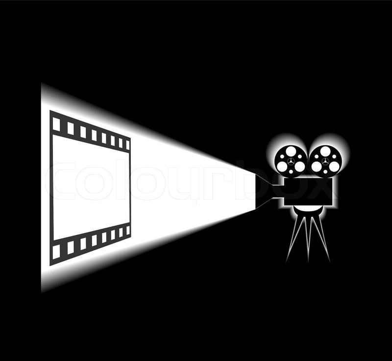 800x737 Movie Projector And Screen Are Shown Stock Vector Colourbox