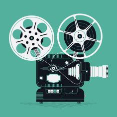 235x235 Cinema Motion Picture Film Projector Vector Art Illustration