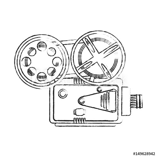 500x500 Blurred Silhouette Image Retro Movie Film Projector Vector