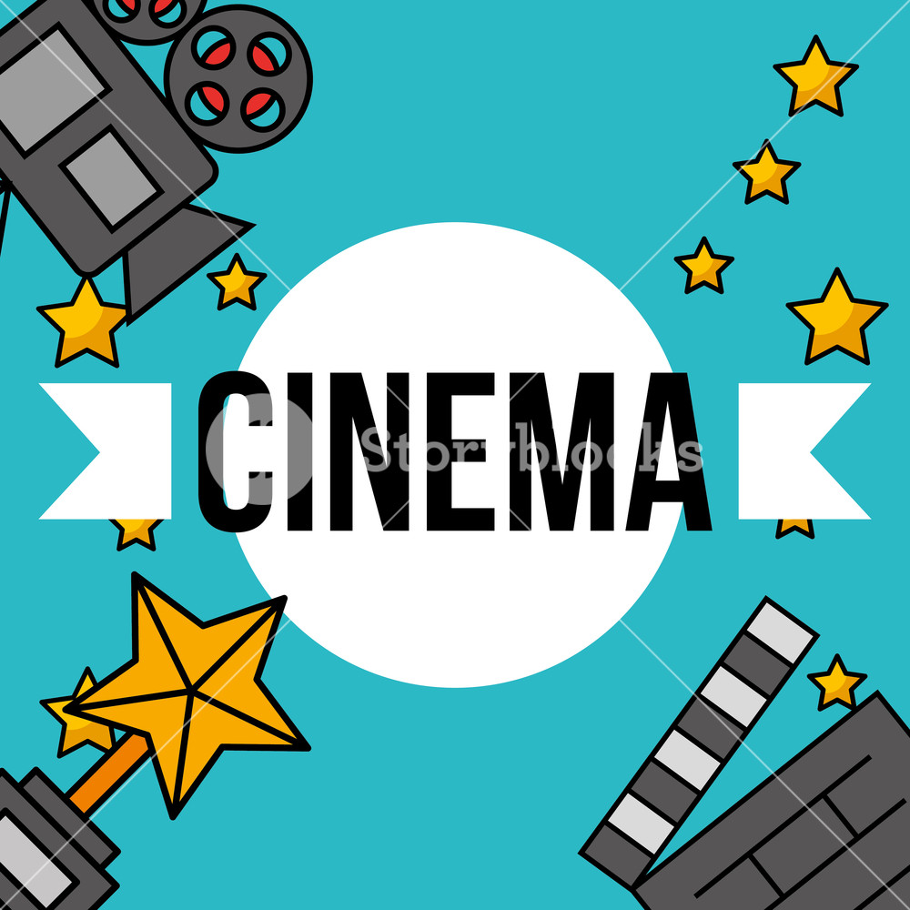 1000x1000 Cinema Clapperboard Award And Film Projector Vector Illustration