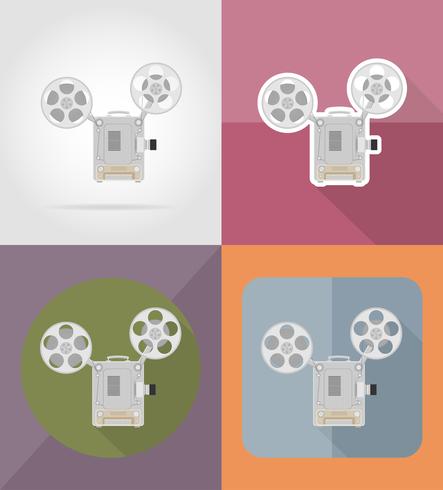 443x490 Old Retro Vintage Movie Film Projector Flat Icons Vector