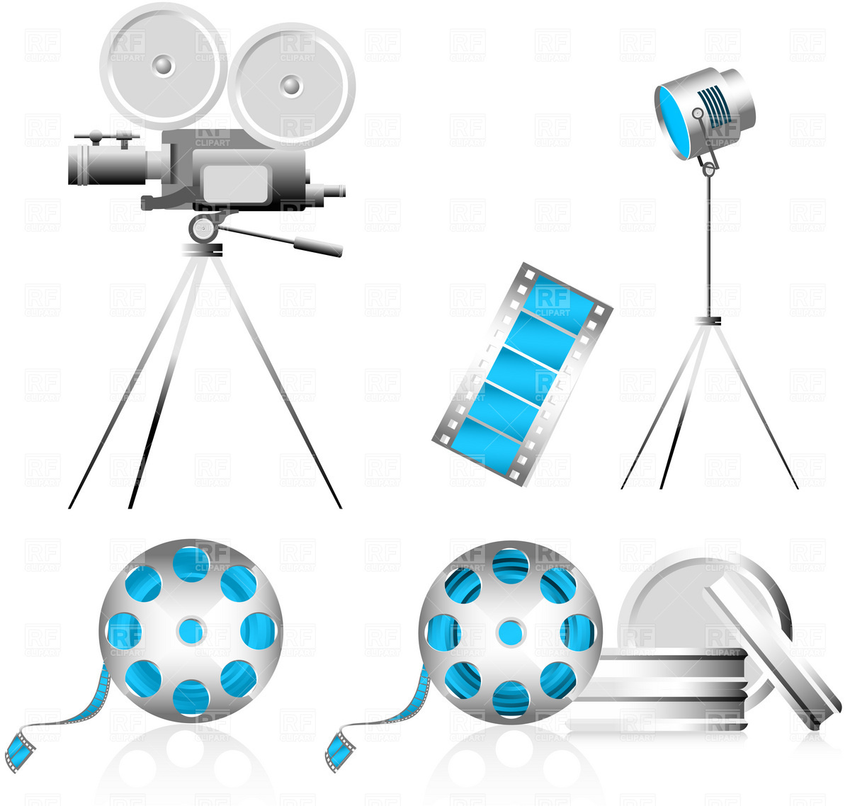1200x1138 Cinema Equipment Video Camera And Film Reel Vector Image
