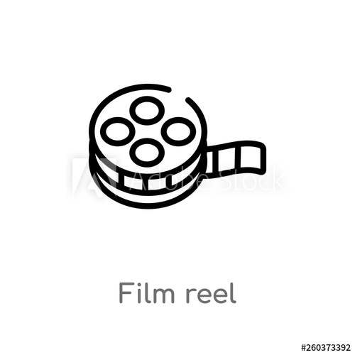 500x500 Outline Film Reel Vector Icon Isolated Black Simple Line Element