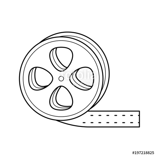 500x500 Film Reel Vector Line Icon Isolated On White Background Film Reel