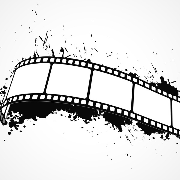600x600 Film Reel With Ink Splash Vector Free Download