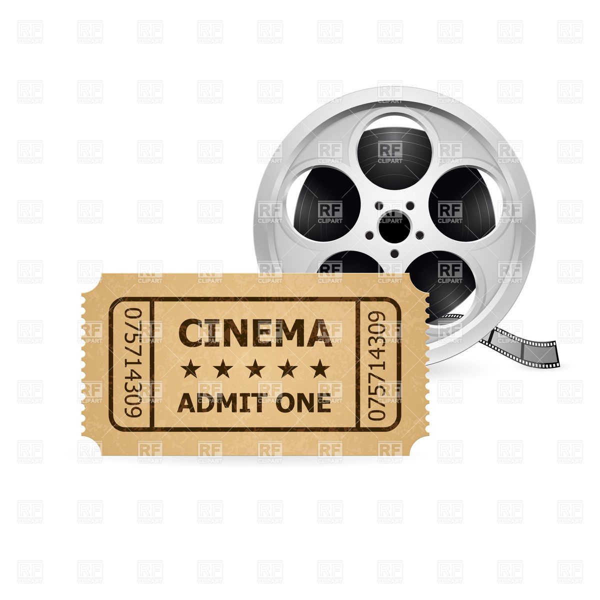 1200x1200 Retro Cinema Ticket And Film Reel Vector Image Of Objects Dvarg