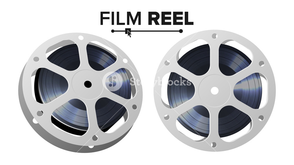 1000x563 Film Reel Vector Retro Movie Object Classic Twisted Cinema Tape