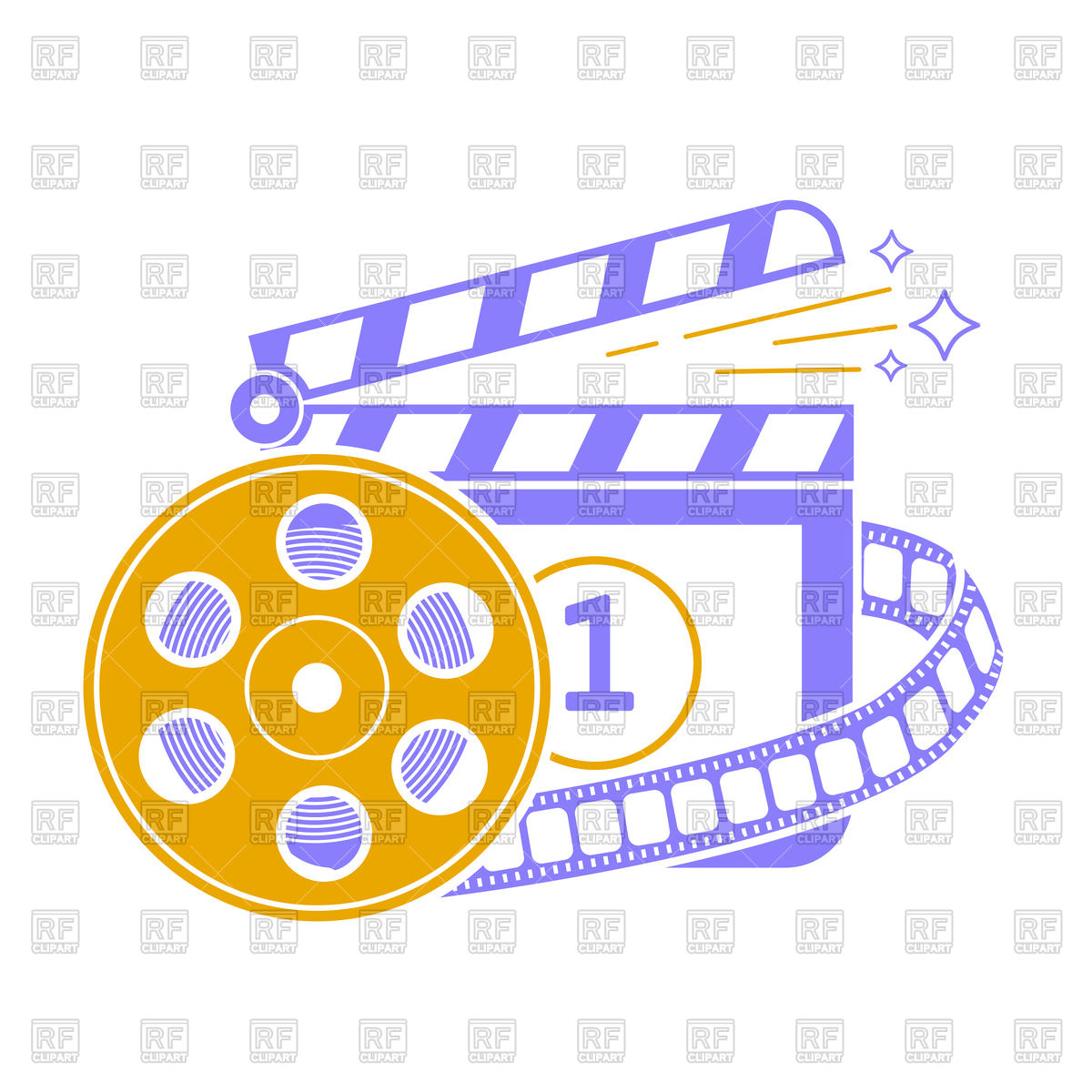 1200x1200 Cinema Clapper Board Icon, Film Reel Vector Image Of Objects