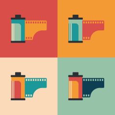 235x235 Colorful Set Of Camera Film Rolls Vector Art Illustration Film