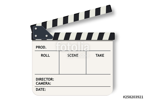 500x345 White Film Clapperboard Slate Realistic Vector Illustration