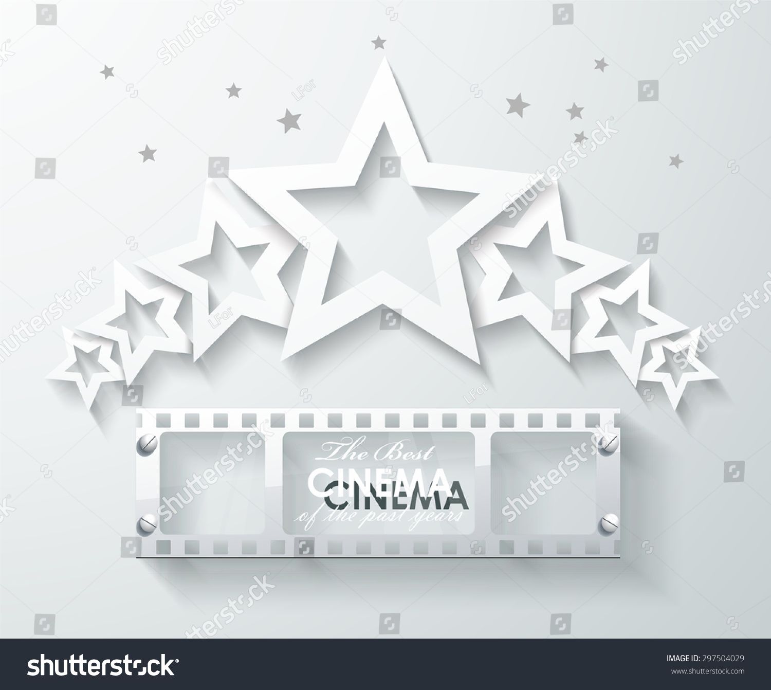 1500x1342 Cinema Banner With White Paper Stars And Film Tape Vector Cinema