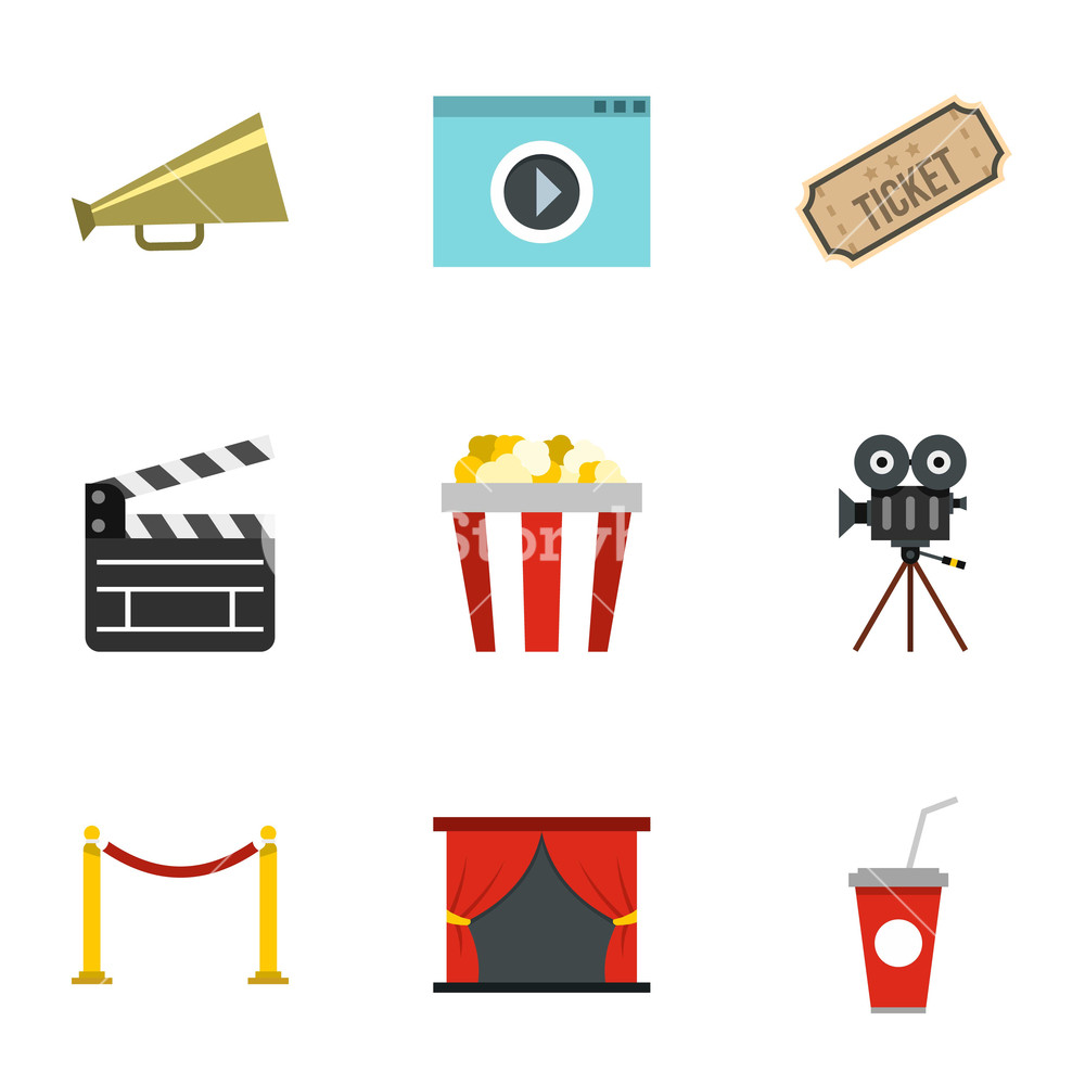 1000x1000 Film Icons Set Flat Illustration Of Film Vector Icons For Web