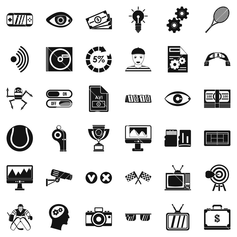 1000x1000 Video Film Icons Set Simple Style Of Video Film Vector Icons