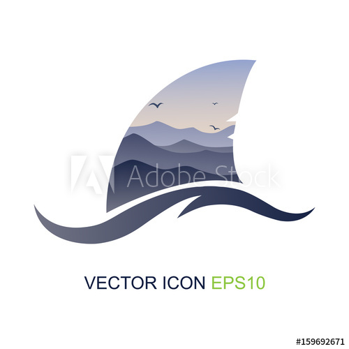 Shark Fin Vector Illustration Vector Icon, Logo 500x500 Shark Fin Vector Illustration Vector Icon, Logo